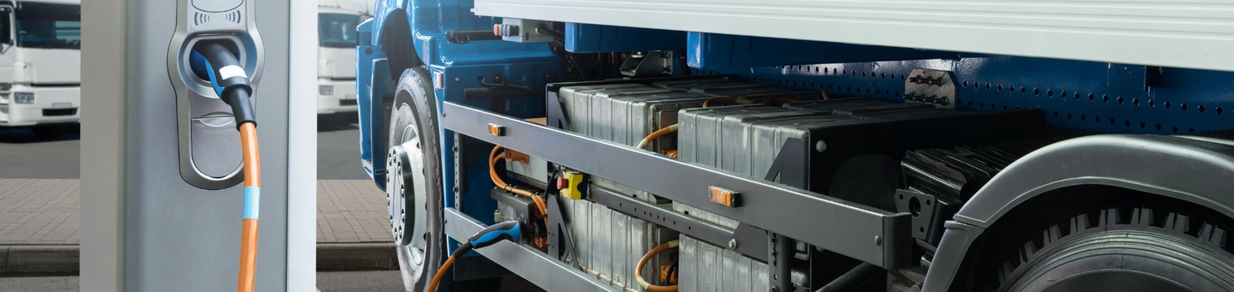 digitally made image of electric truck charging