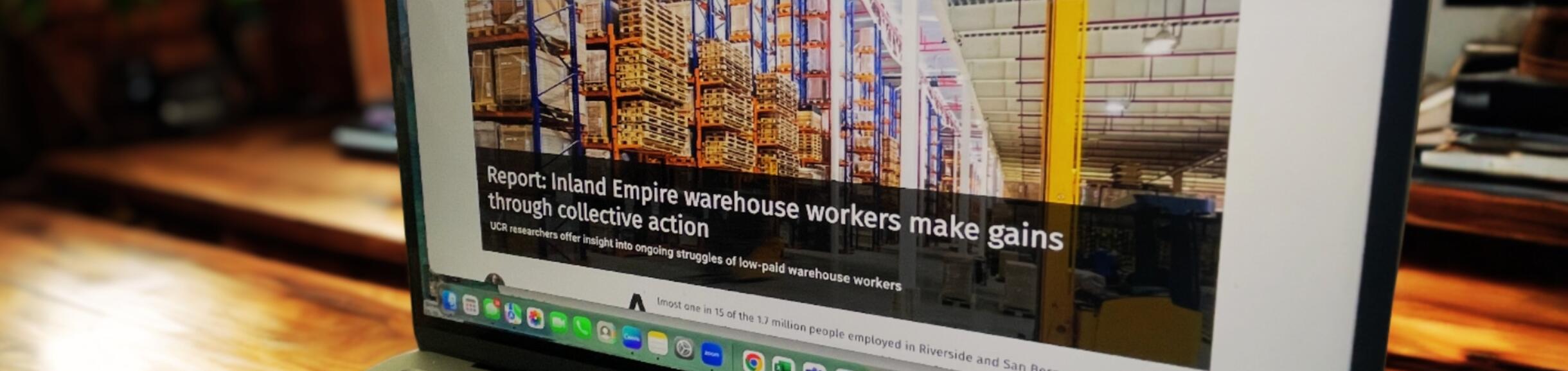 Computer screen with UCR news open