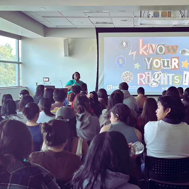 Crowd of students at know your rights training