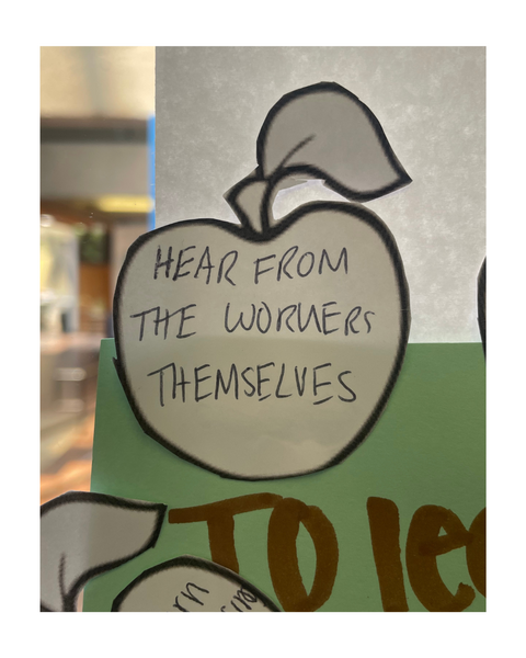 Hear from workers themselves written on paper