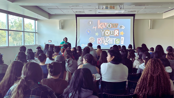 Crowd of students at know your rights training